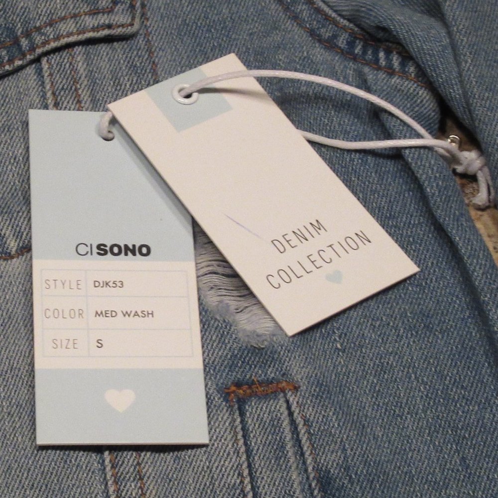 CI Sono Womens Distressed Denim Jacket, New, Size - S - Picture 9 of 10
